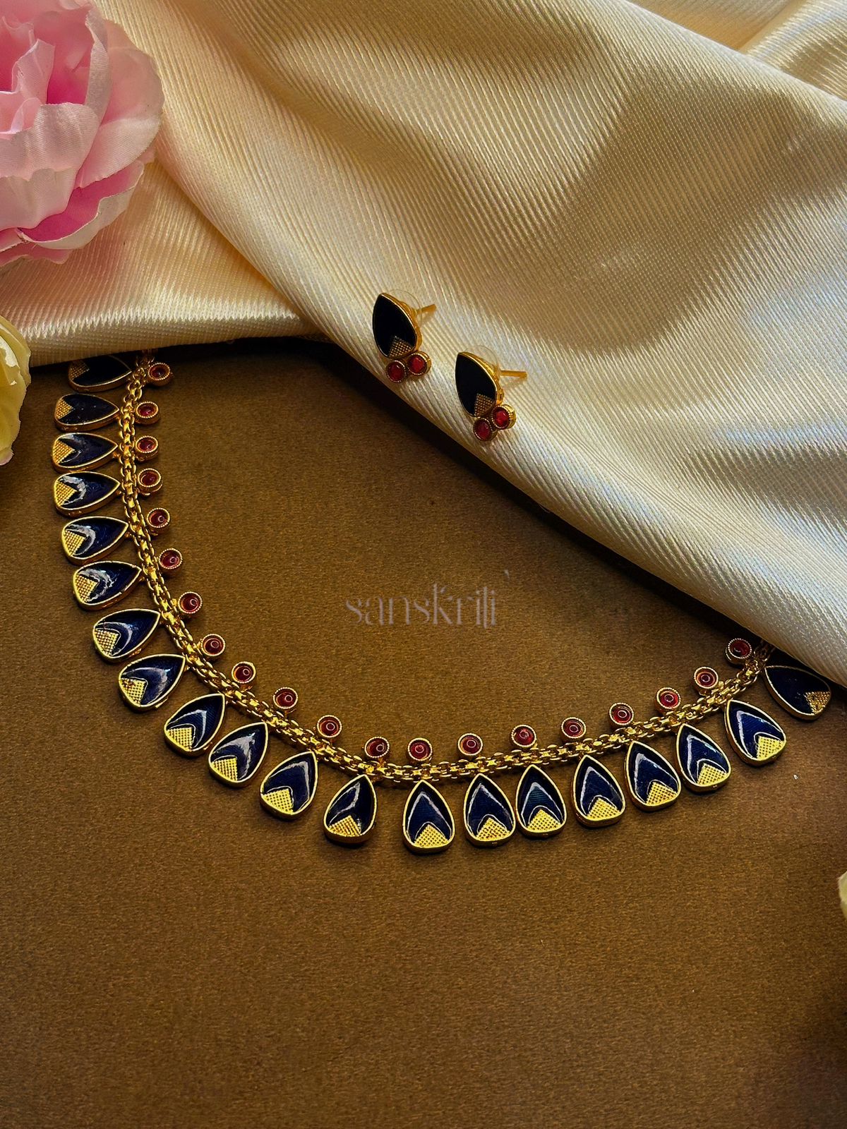 Meenakari Haar with Stud Bali